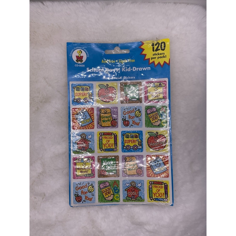 Vtg Carson Dellosa 90s Y2K Kid Drawn Stickers Stars Reward 4 Sheets Nostalgic